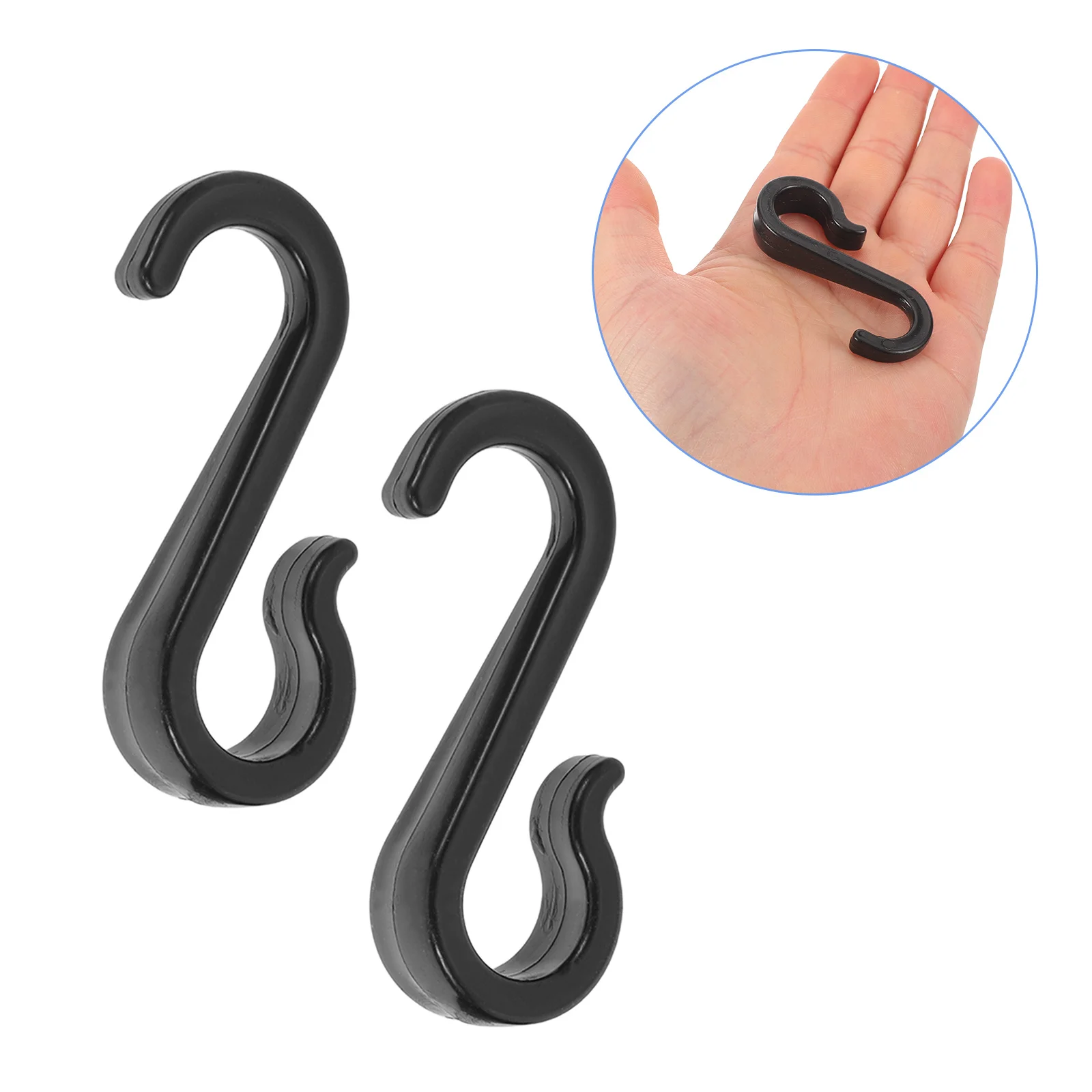 

100Pcs Plastic S Hooks Strong Load-Bearing Flat Design for Kitchen Bathroom Garden No Drill Easy Install Black