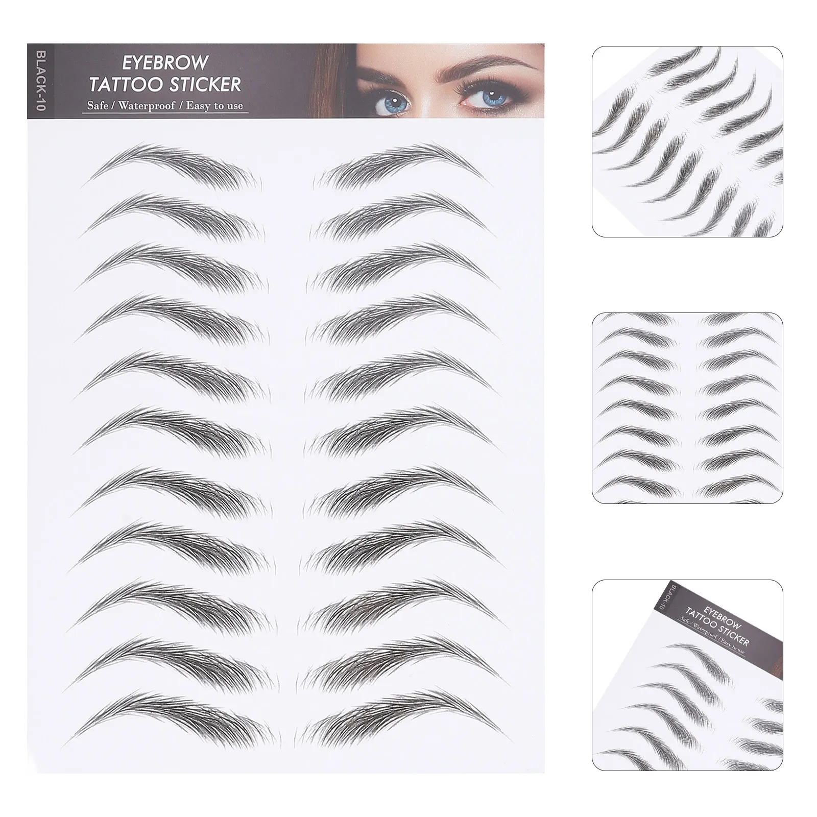 Waterproof Eyebrow Stickers – 12 Sheets Quick 5-Second Application, Natural-Looking Transfer Stickers for All Face Shapes