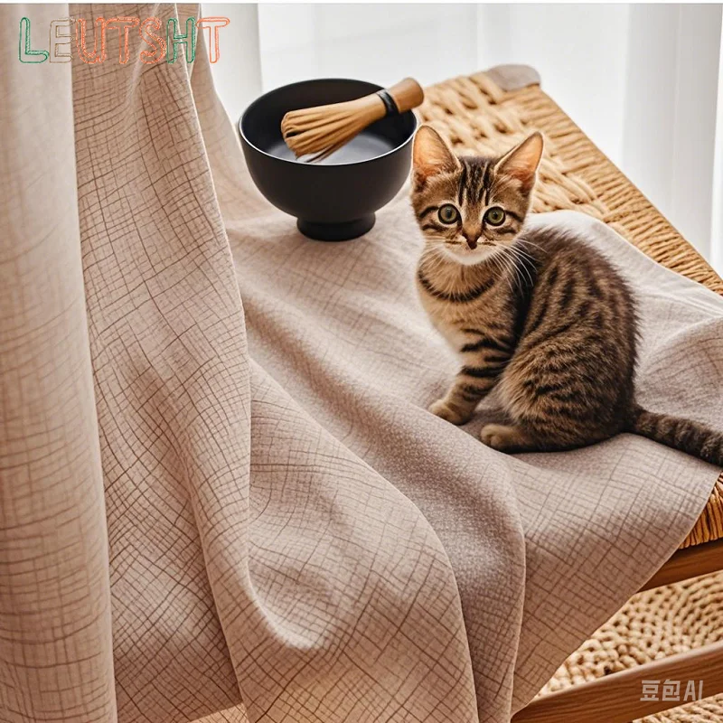

Thickened Japanese-style Light-transparent Cotton Linen Living Room Bedroom Balcony Sunshade Curtain Finished Product