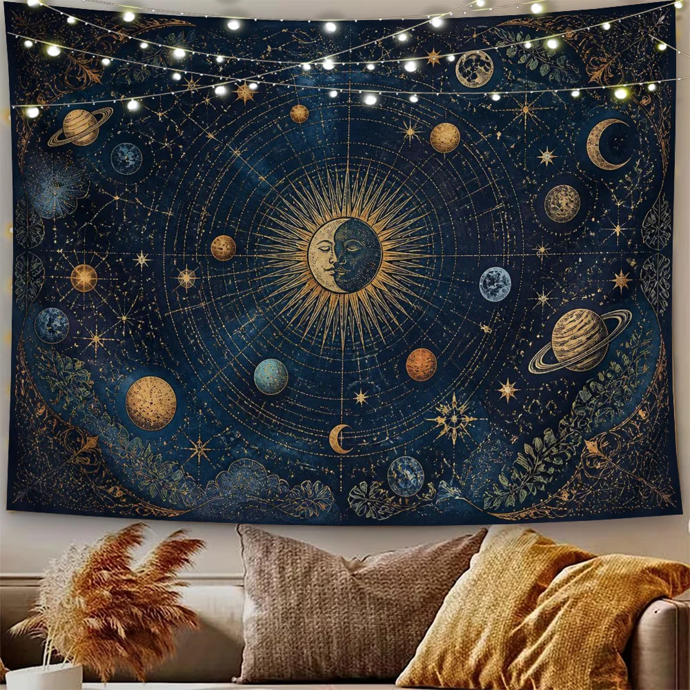 Celestial Constellation Galaxy Star Map Tapestry Boho Astrology Zodiac Wall Hanging Room Decor