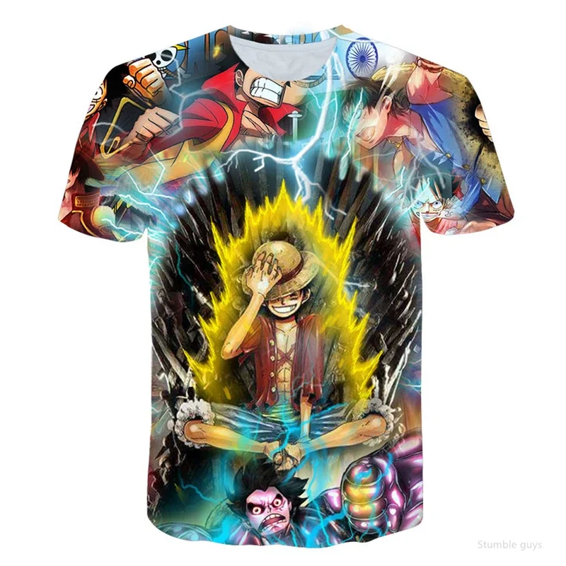 Men's Casual One Piece T-Shirt Nami Smile Print Boys Clothes Girls Short Sleeve Men Jersey Breathable Street Style