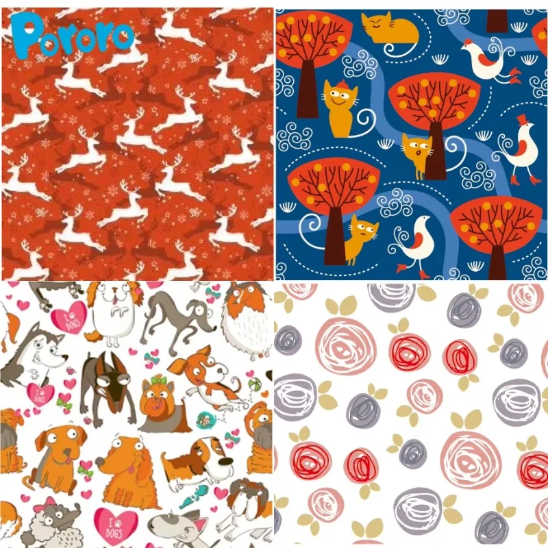 1x1.5M Pororo Pattern Polyester Stretch Fabric Waterproof Breathable Digital Print DIY Material For Baby Nappy Diaper Sewing