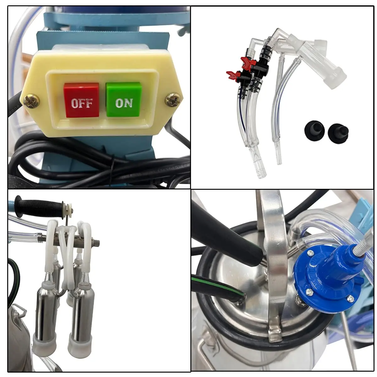 Electric Milker Milking Machine 550W Piston Milker Machine for Cow/Sheep Cow Goat Piston Milker with 25L Barrel