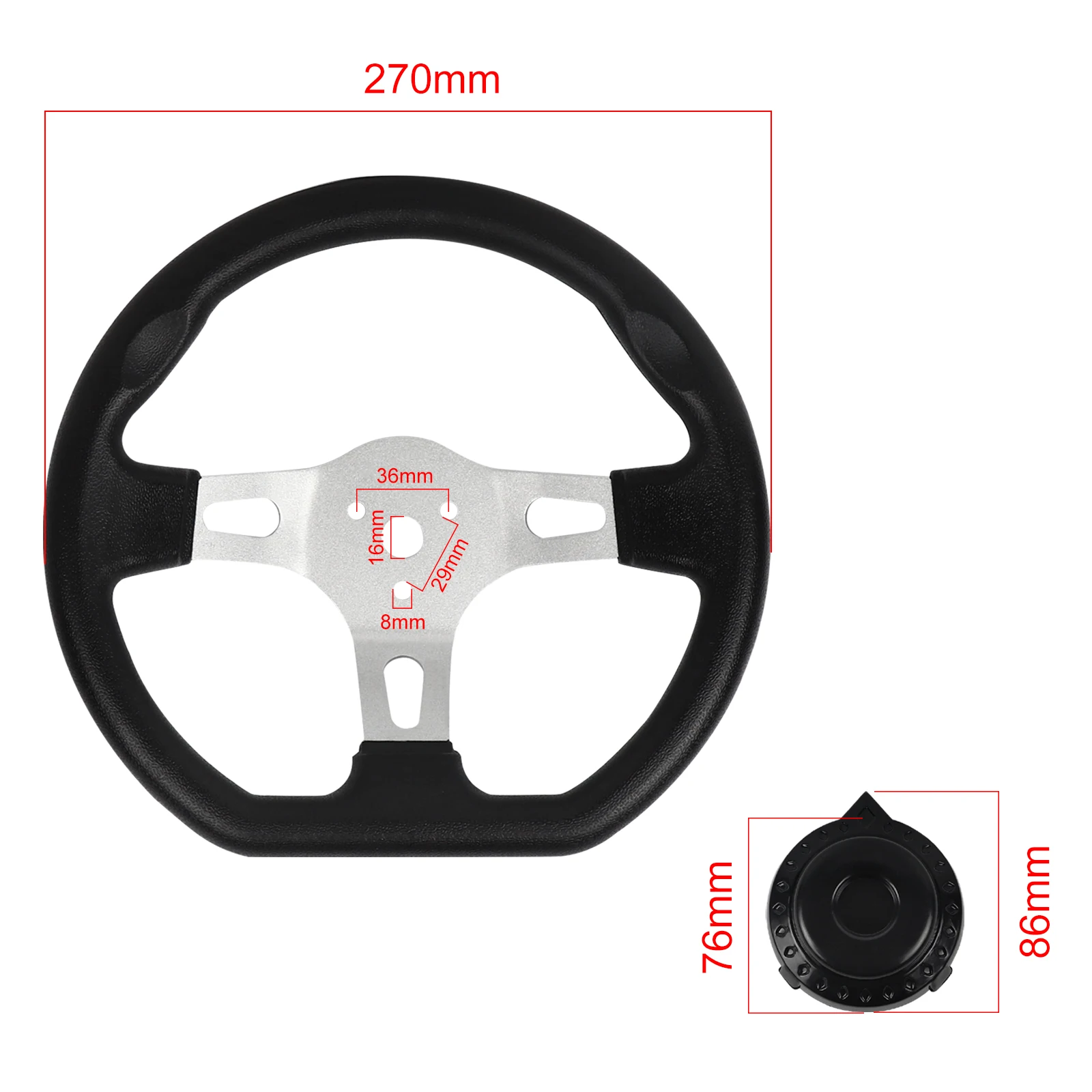 Off-Road Kart Go Kart Steering Wheel with Cap 270mm 10.6