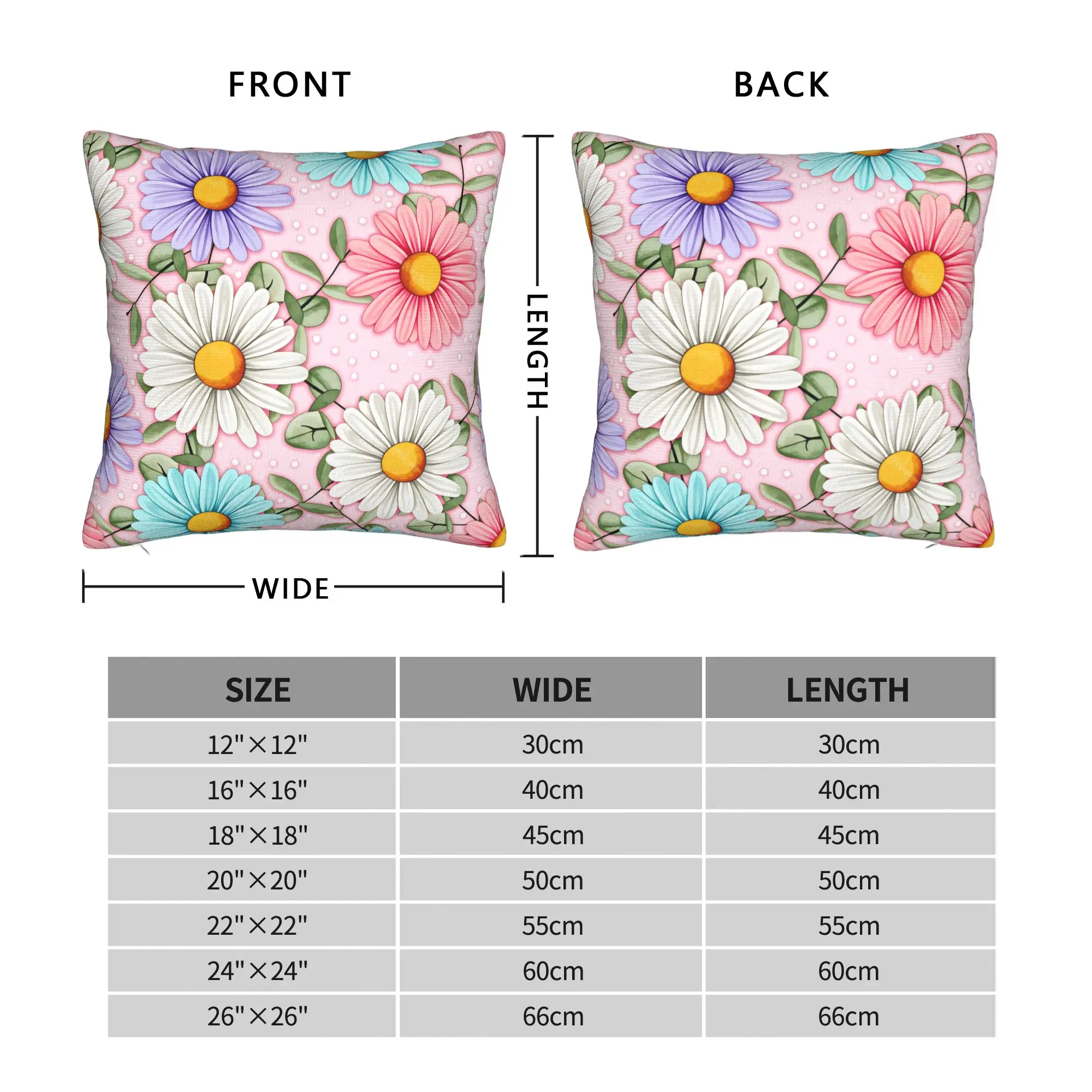 Delicate Watercolor Daisy Pattern Pillowcases  Fashion Pillow Case For Living Room Sofa Comfy Pillow Cover