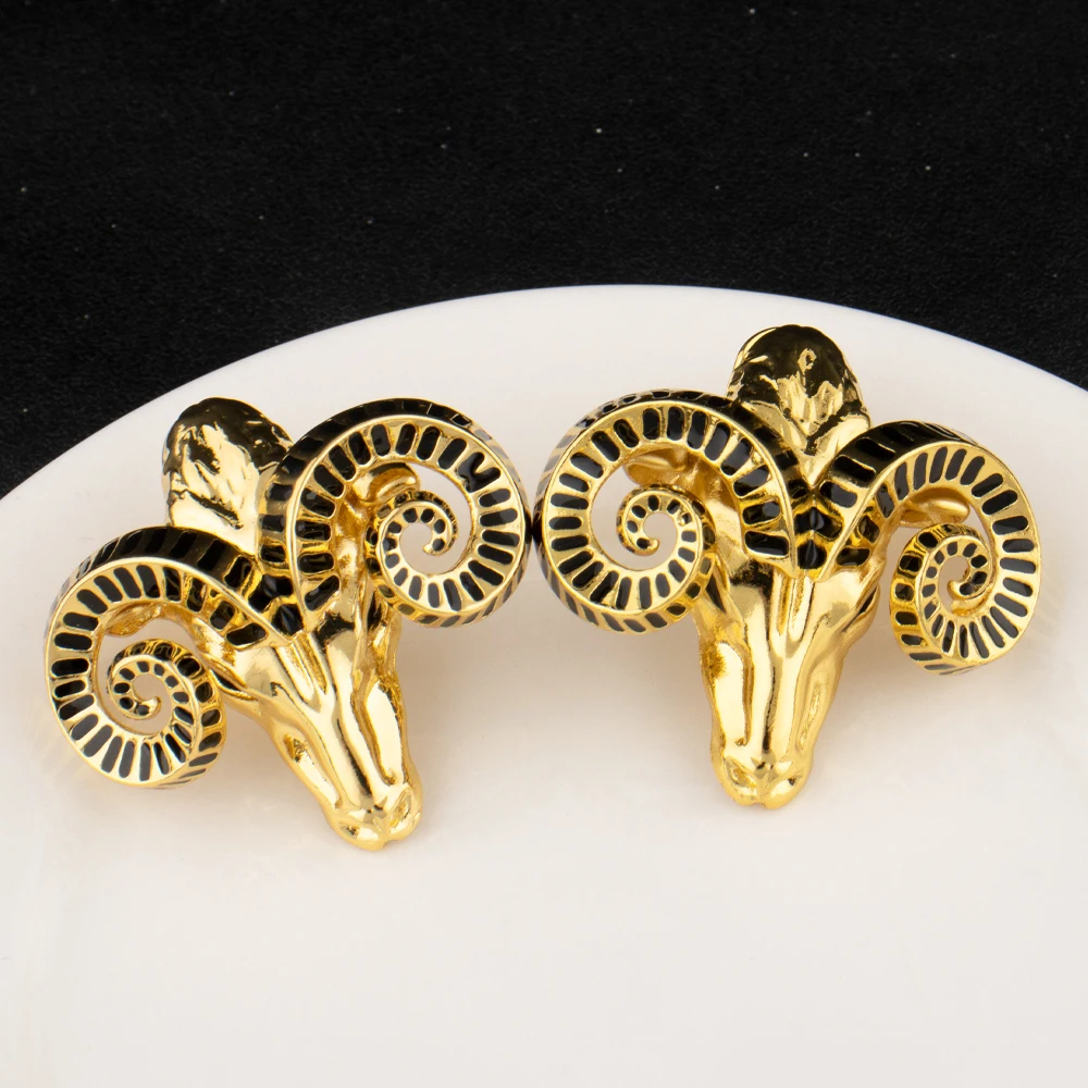 مجموعة أقراط قلادة فاخرة مطلية بالذهب على شكل الماعز البري للنساء في دبي بتصميم نوبل هدية مجوهرات لولائم الحفلات #5