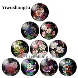 Beauty Vintage Flowers Rose Daisy 8mm/10mm/12mm/18mm/20mm/25mm Round photo glass cabochon demo flat back Making findings ZB0543