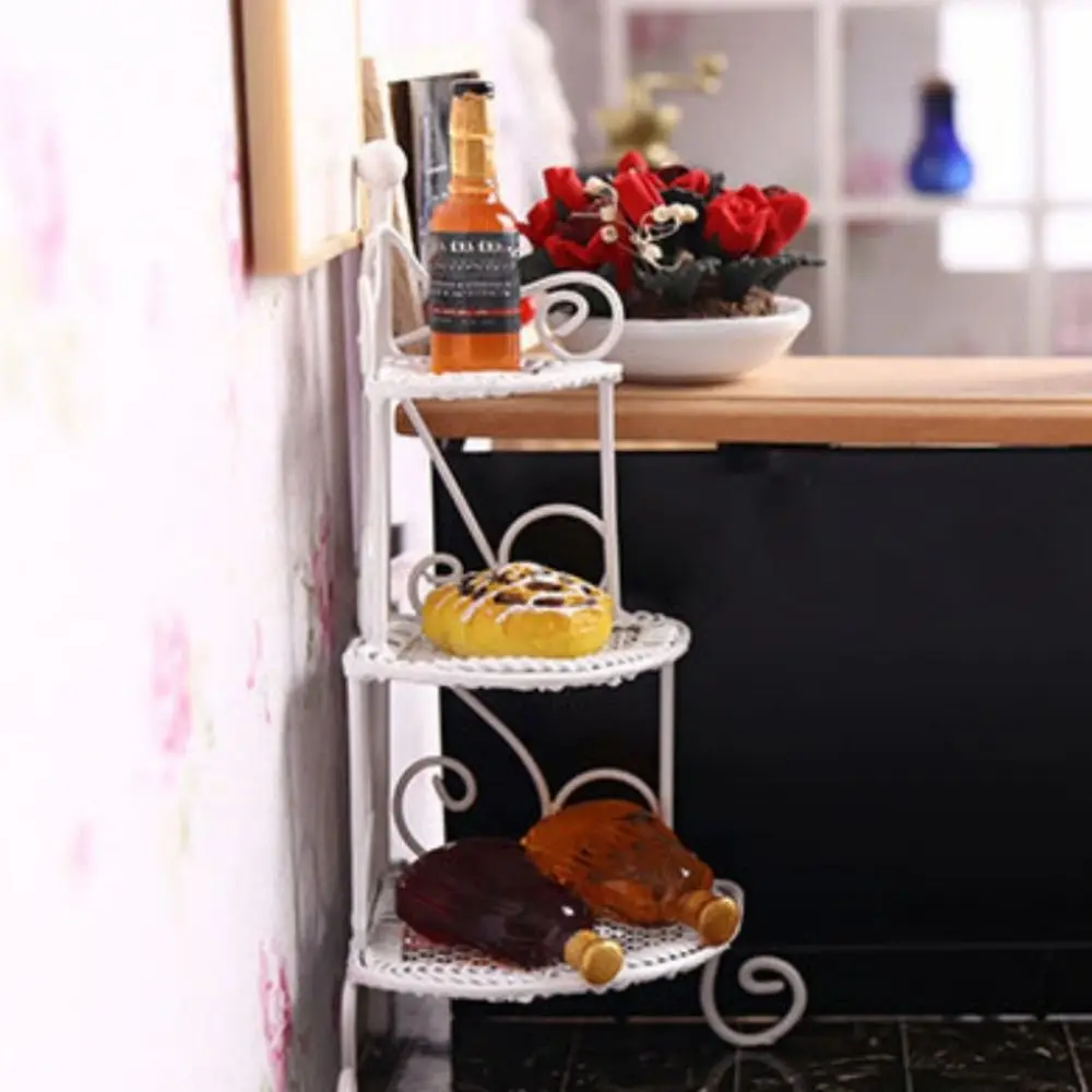 Tripod Model Dollhouse Iron Rack Flower Stand Ornament Miniature Storage Rack Metal Display Shelf Simulation Wrought Iron