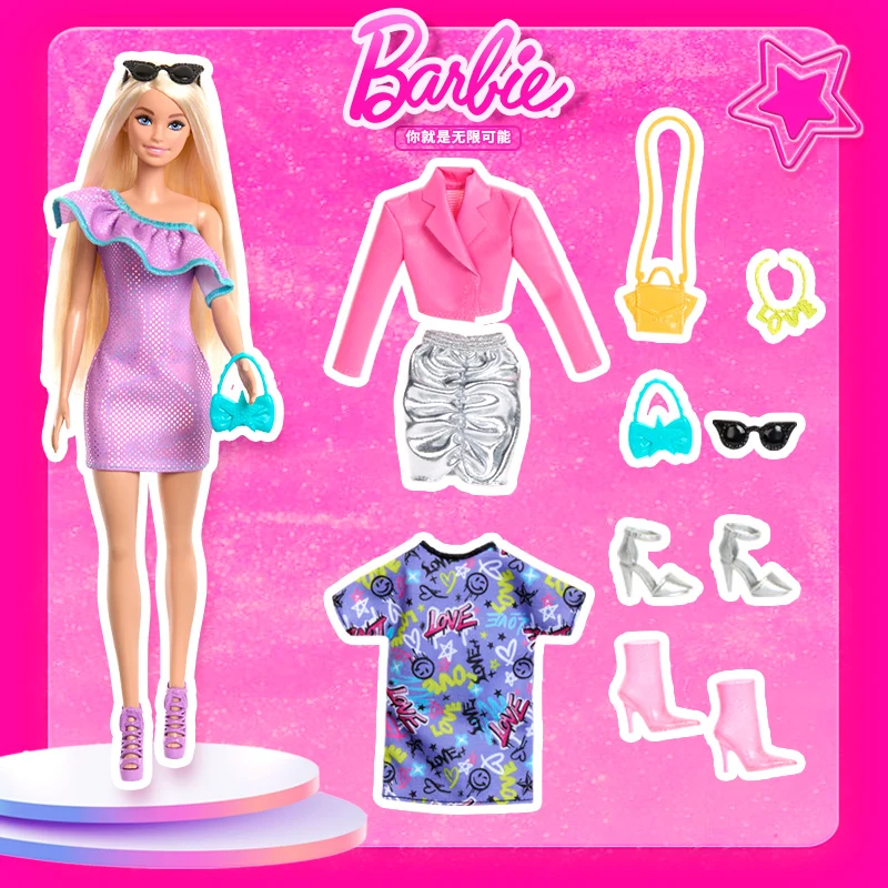 Barbie-pop cadeauset Glamoureuze sprankelende kledingkast Stijlvolle outfits en sieradenaccessoires voor meisjes Verkleedspel Verjaardagscadeau