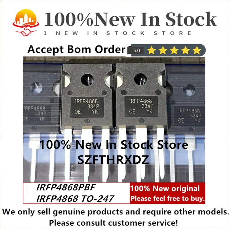 100% NEW ORIGINAL IRFP4868PBF TO-247 IRFP4868 TO247 Trans MOSFET N-CH 300V 70A 3-Pin