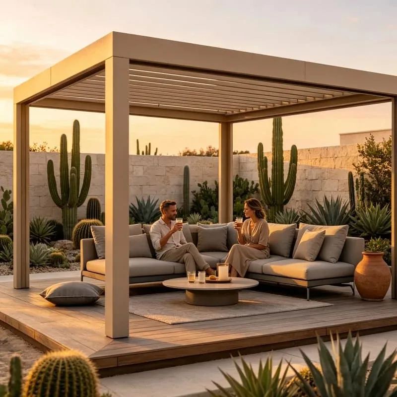 Smart Motorized Pergola 4x4m Aluminum Louvered Waterproof Windproof Remote Control Garden Patio Deck Carport Shade Customized