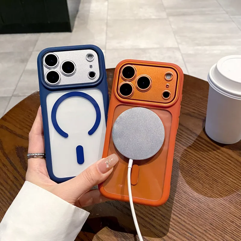 حافظة هاتف أصلية لهاتف MagSafe شفافة لهاتف iPhone 17 Pro Max حماية عدسة مغناطيسية إطار سيليكون مقاوم للصدمات غطاء شفاف