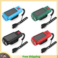 X08A Bike Horn Headlight 400LM Solar/USB Dual Charging Bike Horn Light Waterproof Bike Horn Light For Night Cycling Green