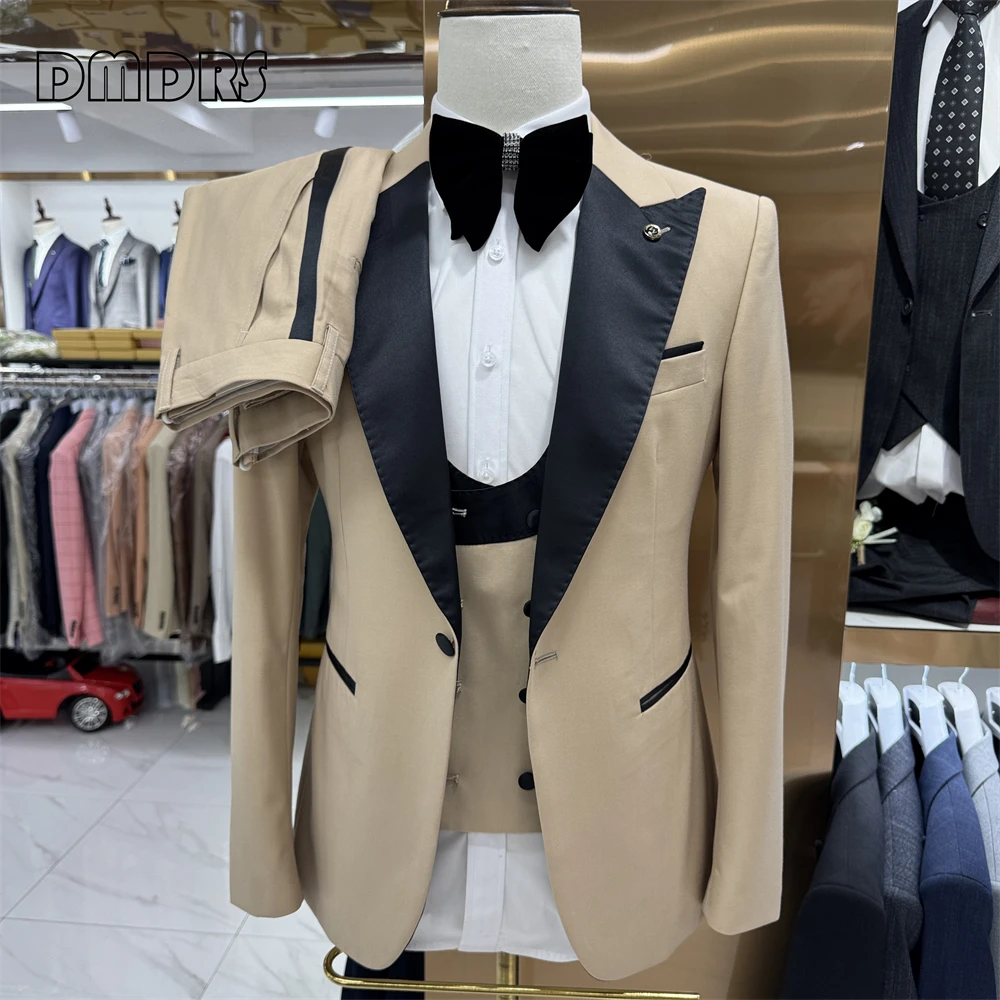 Formal Three Pieces Suit Set for Men, Vintage Notch Collar One Button Blazer, Vest Pants Set, Wedding Suit for Groom, Best Man