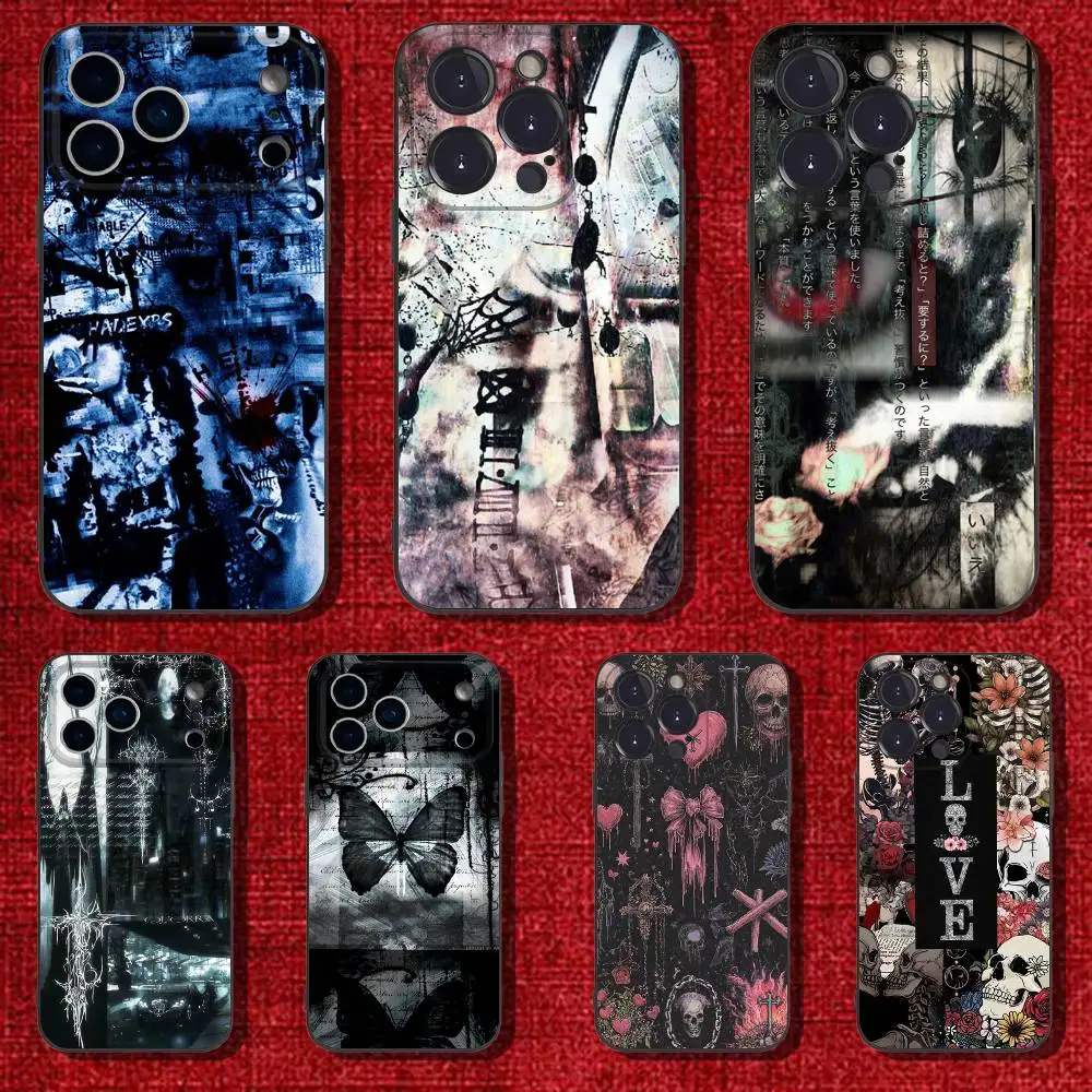 

Gothic coquette cybersigilism Phone Case For iPhone 6,17,16,15,14,13,12,11 Plus,Pro Max,XS,X,XR,SE,Mini,8,7,Silicone Black Cover