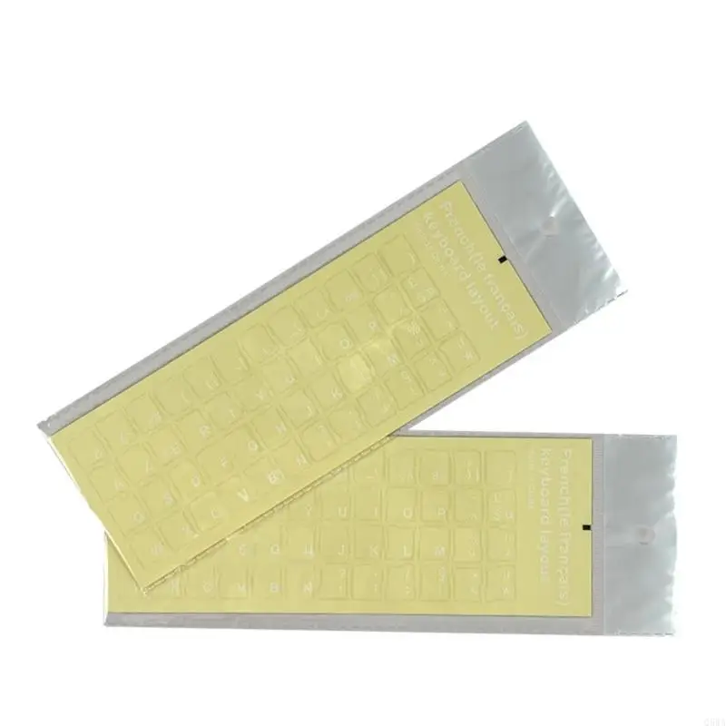 Q5WA 2PCS/SET คีย์บอร์ดสติกเกอร์ปุ่มตัวอักษรตัวอักษรทนทานสำหรับแล็ปท็อปฝรั่งเศส