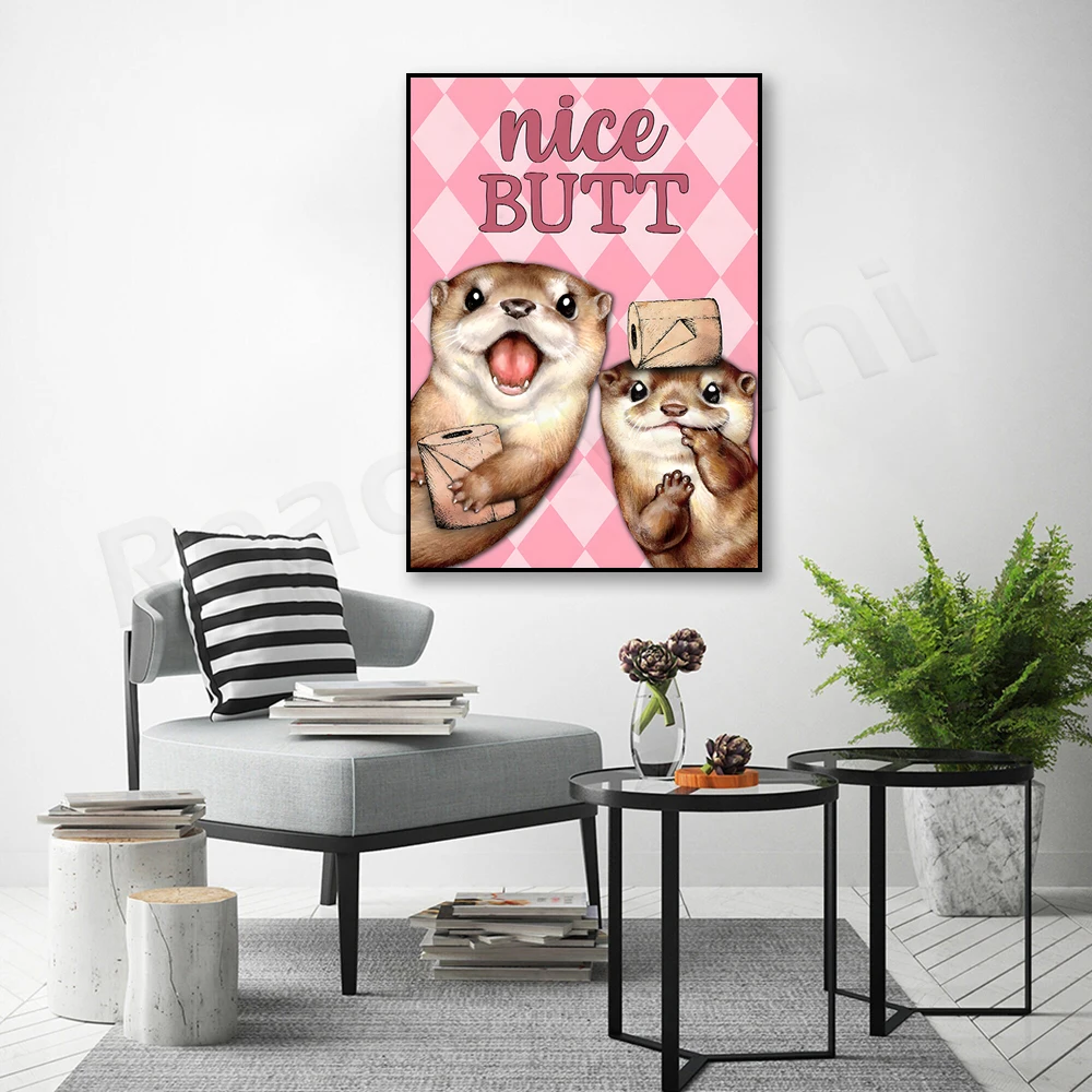 Otter Nice Butt Poster, Otter With Toilet Paper Poster, Funny Bathroom Decor, Funny Otter Bathroom Print, Otter Valentine's Gift