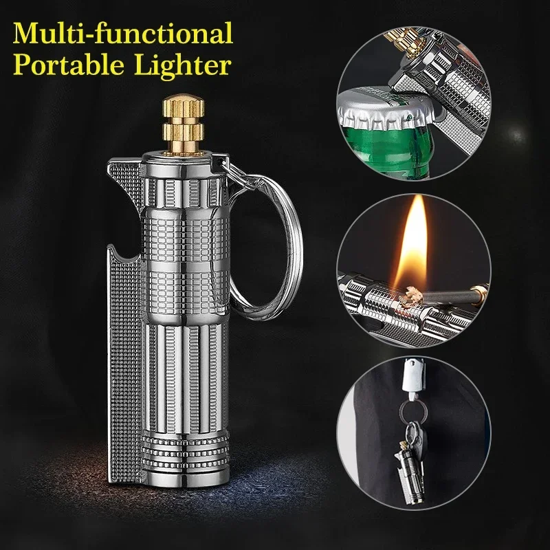 

New Metal Multifunctional 10,000 Times Lighter Keychain Retro Nostalgia Classic Men's Machine Wholesale Smoking Accessories