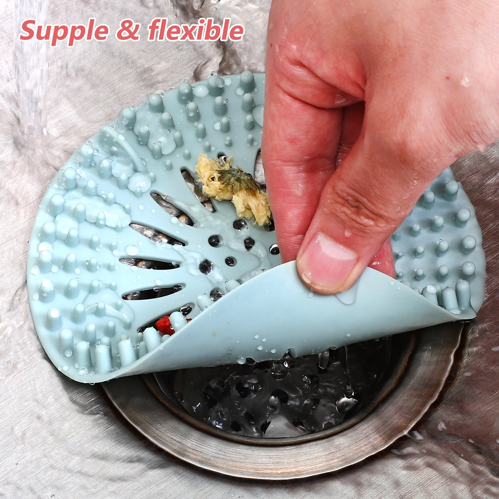 4 قطعة مصافي حوض السيليكون سدادات لينة مرنة استنزاف المقابس حوض الاستحمام استنزاف الشعر الماسك مجموعة حوض الاستحمام التوصيل الماسكونات الشعر #4