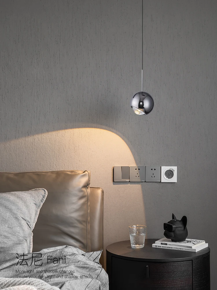 

bedroom bedside small chandelier creative modern simple liftable living room TV background wall minimalist chandelier light