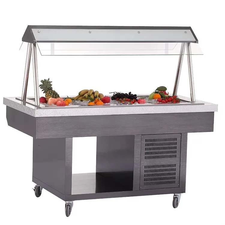 Catering Equipment: Commercial Wooden Counter Freezer Salad Refrigerator and Buffet Display