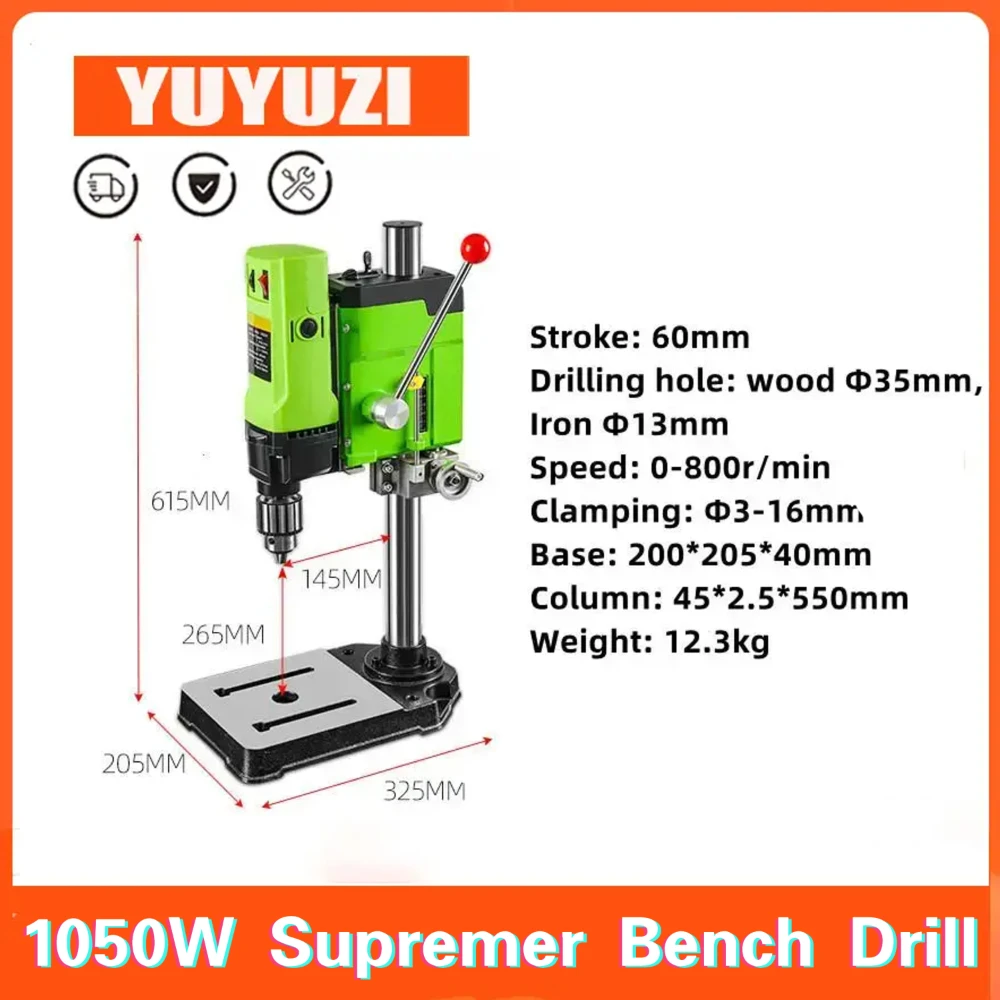 

Bench Drill Milling Machine Variable Speed Drilling Chuck And Base 3-16mm DIY Wood Metal Grade Drilling Machine Power Tools