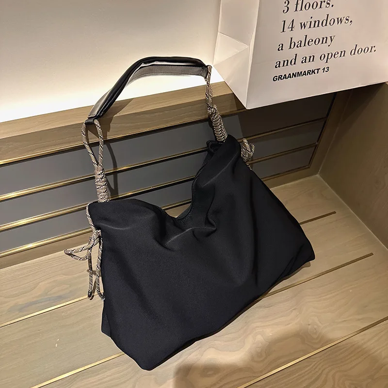 Borsa a tracolla portatile per il tempo libero con nodo in corda borsa a tracolla di grande capacità da donna borsa per gnocchi a tracolla per studenti universitari