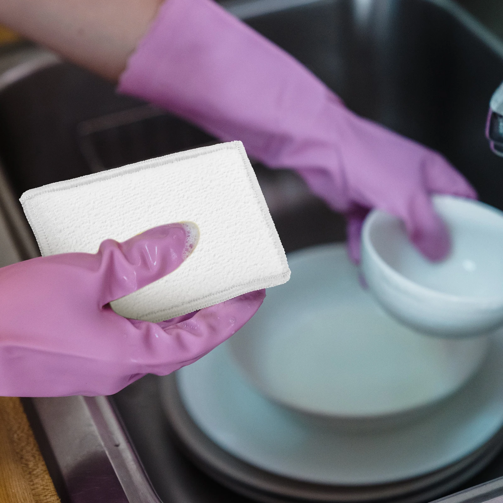 

8Pcs Reusable Bamboo Fiber Dish Sponges Lightweight Quick Drying Household Scrubber Sponges for Dishes Reusable Scrub Sponge