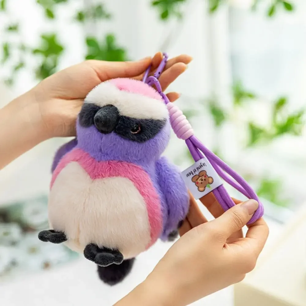 Parrot Cute Animal Bird Keychain Realistic Sparrow Bird Pendant Kawaii Colorful Furry Birds Keyrings Boys and Girls
