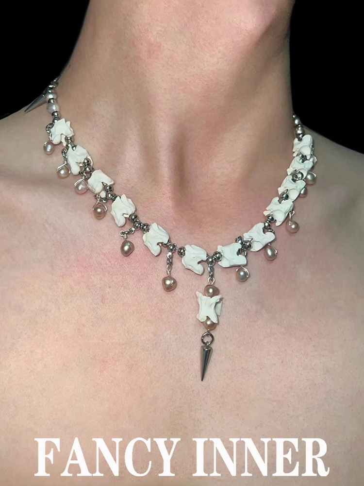 2024 novo osso colar frisado rebite osteomere punk legal unisex casal na moda pescoço acessórios gargantilha para mulheres jóias masculinas