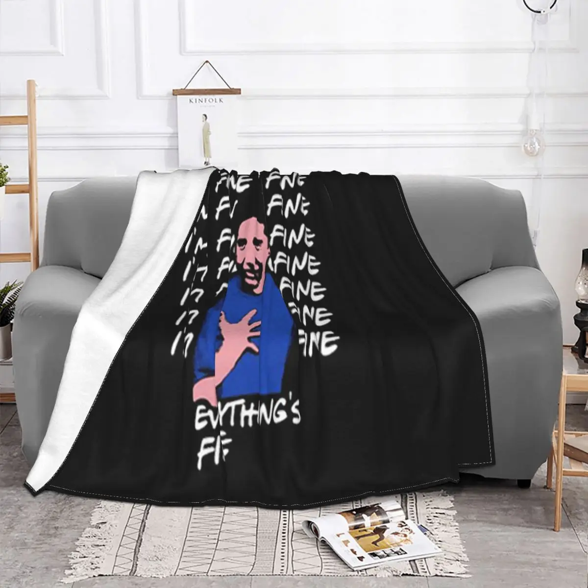 Friends Ross Geller I'M Fine Everything's Fine New Print Male Interested New Arrival Original Throw Blanket