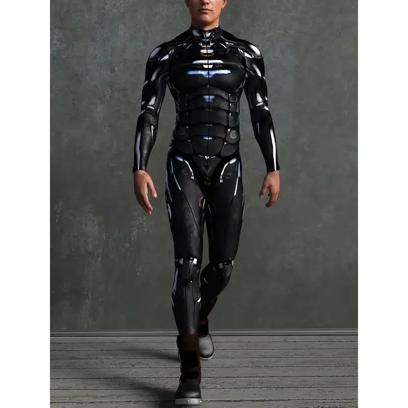 [You're My Secret] Robot Cyberpunk Steampunk Future Technology Bodysuits Cosplay Costumes Front Zipper Zentai Elastic Jumpsuits