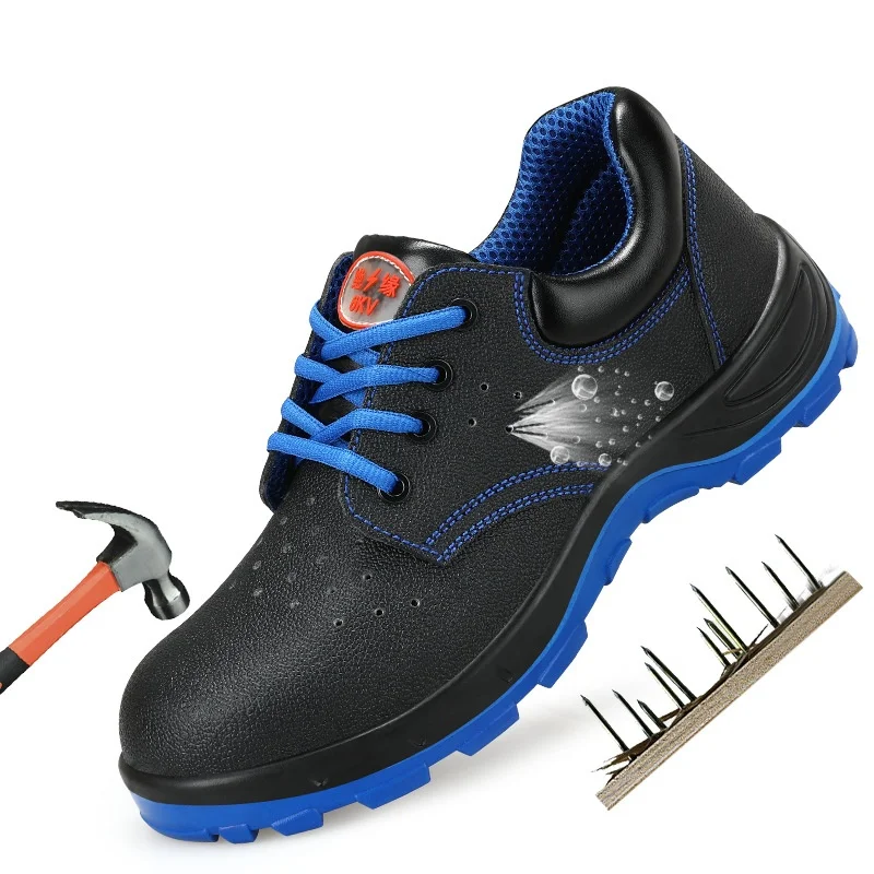 men fashion breathable steel toe covers working shoes genuine leather insulated shoe worker safety boots summer footwear protect