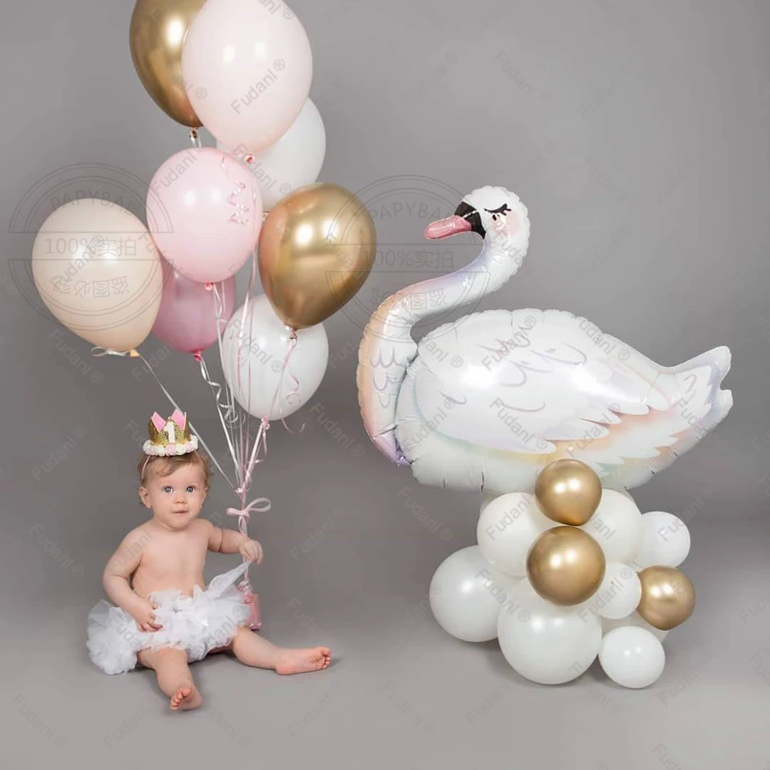 1Set Foil Balloons For Kids Birthday Baby Shower Party Decors White Swan Bird Hawaii Flamingo Theme Girl's Gift Globos Supplies