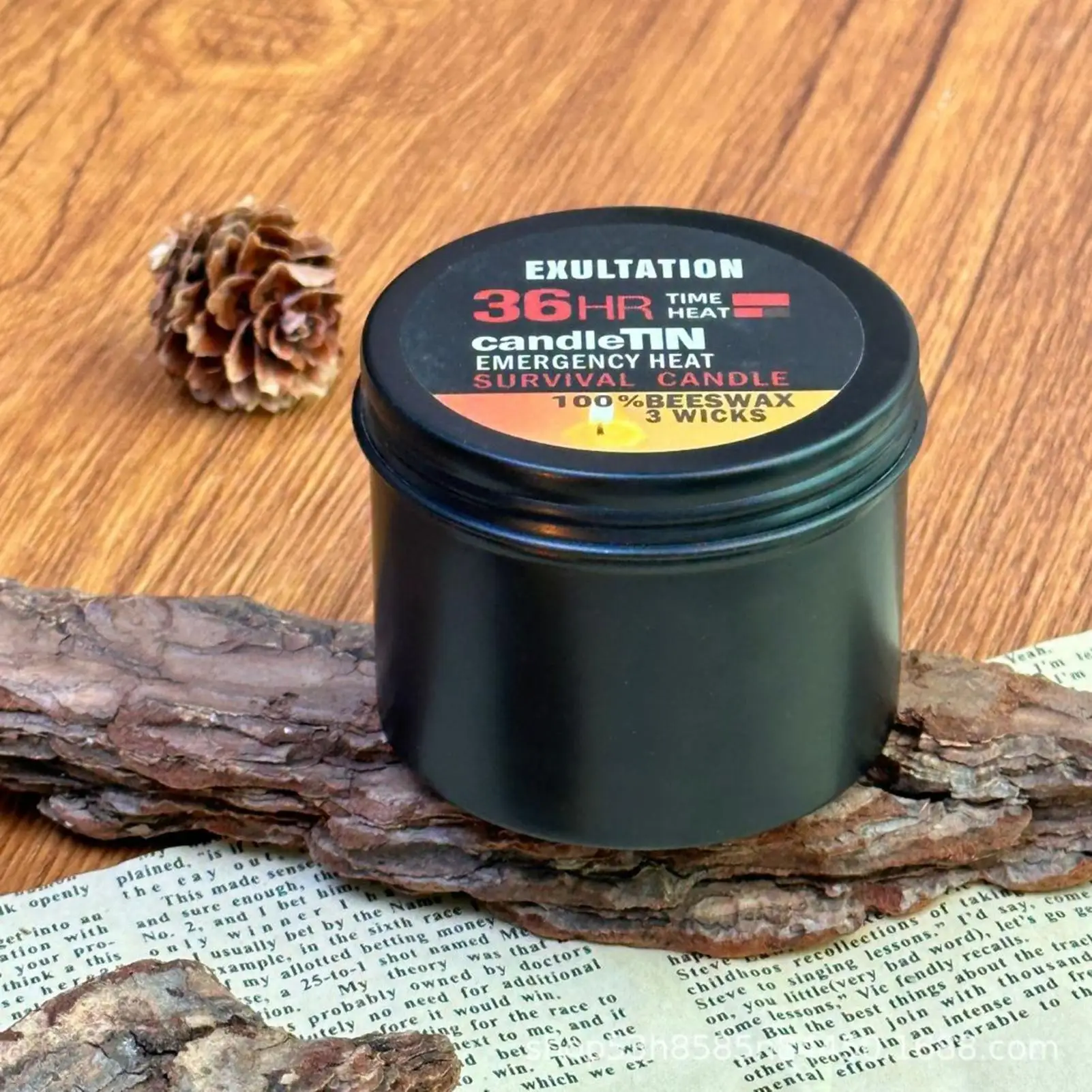 Emergency Candle 36 Hour 3 Wick Long Lasting Beeswax Survival Candle with Aroma for Home Camping Fishing Outdoor Activities