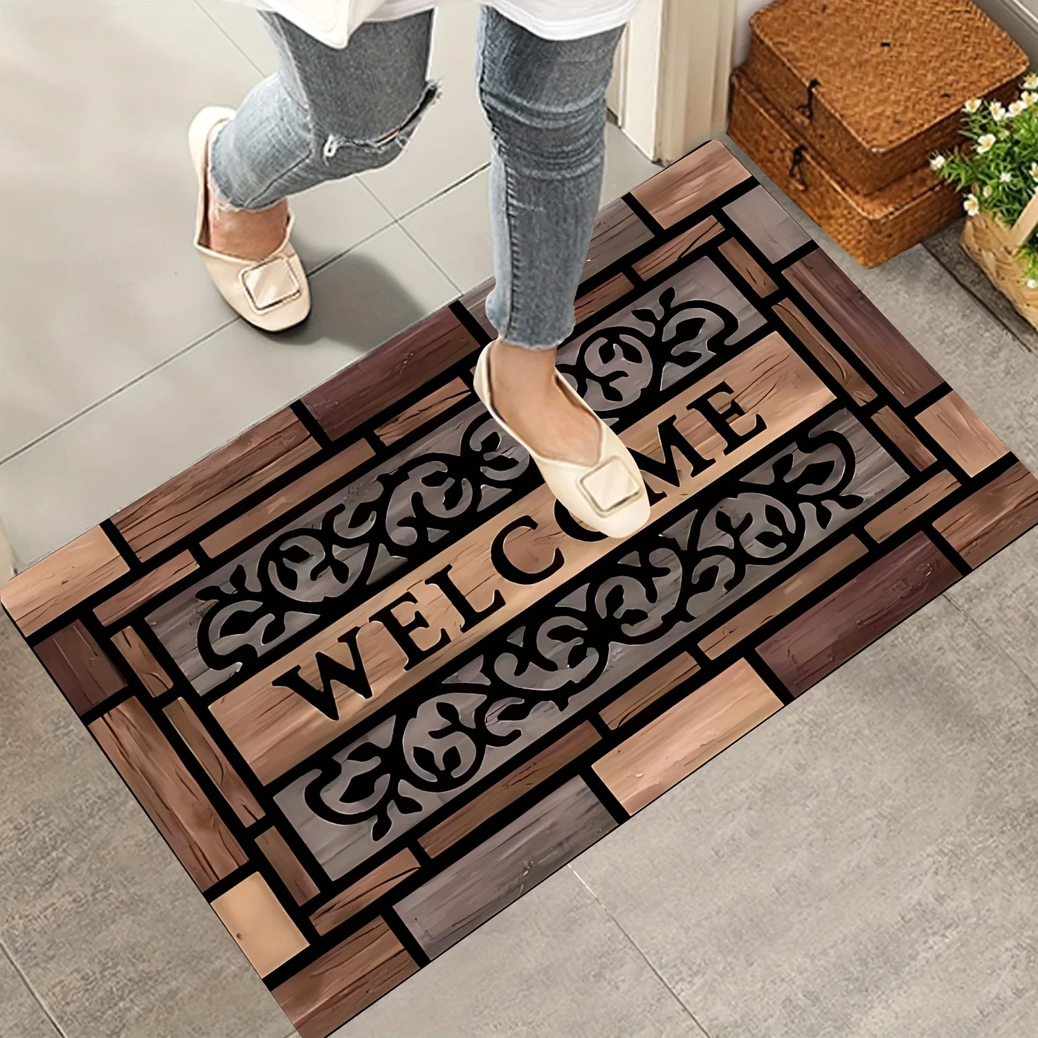 VIKAMA American-Style Carpet For Entrance Hall - Dirt-Resistant Wear-Resistant Easy To Clean Foot Mat Home Decoration Accessory