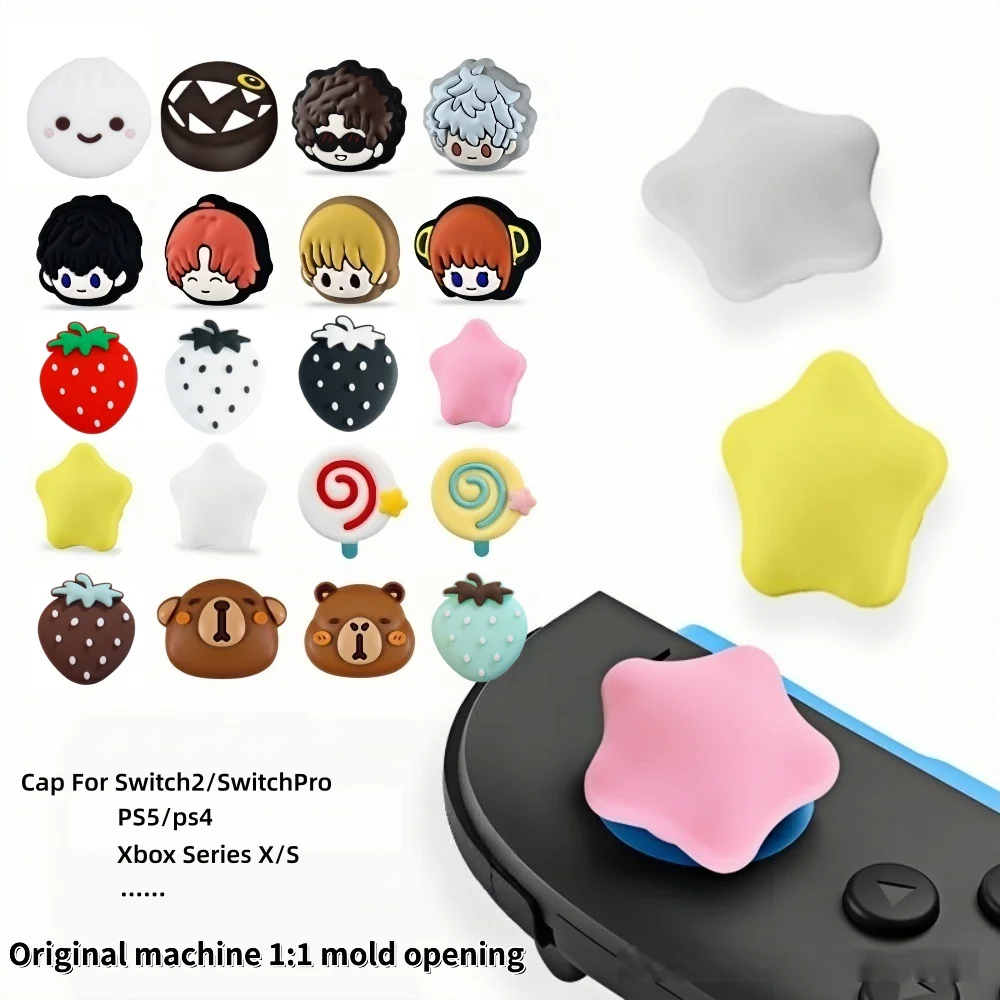 Shark/Cartoon Boy/Smiling Face/Star/Lollipop/Bear Series Thumb Grip Cap For Nintendo Switch 2/Pro Joystick ThumbStick Grip Caps