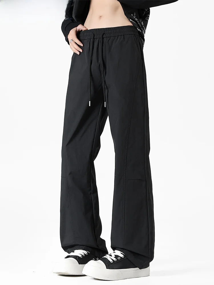 

Мужские свободные прямые брюки в американском стиле ретро, летний дизайн, крутые широкие брюки, повседневные дышащие удобные прямые брюки