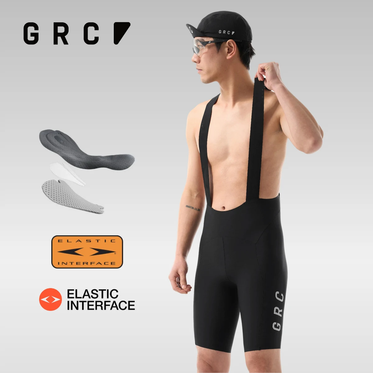 GRC Men's Tech Bib Shorts Cycling Apparel Compression Quick Dry Bibs Cycling Wear for Men