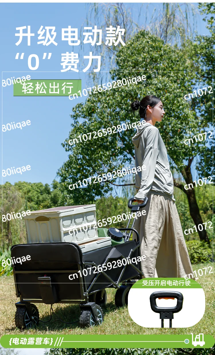 

Electric Camper Outdoor Folding Camp Car Picnic Travel Trolley Large Stall Trailer Courier Trolley