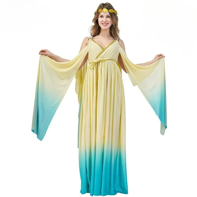 

Adult Halloween Cosplay Costume Greek Goddess Dress for Women Stage Performance Elegant Princess Dress Carnival Party Roleplay