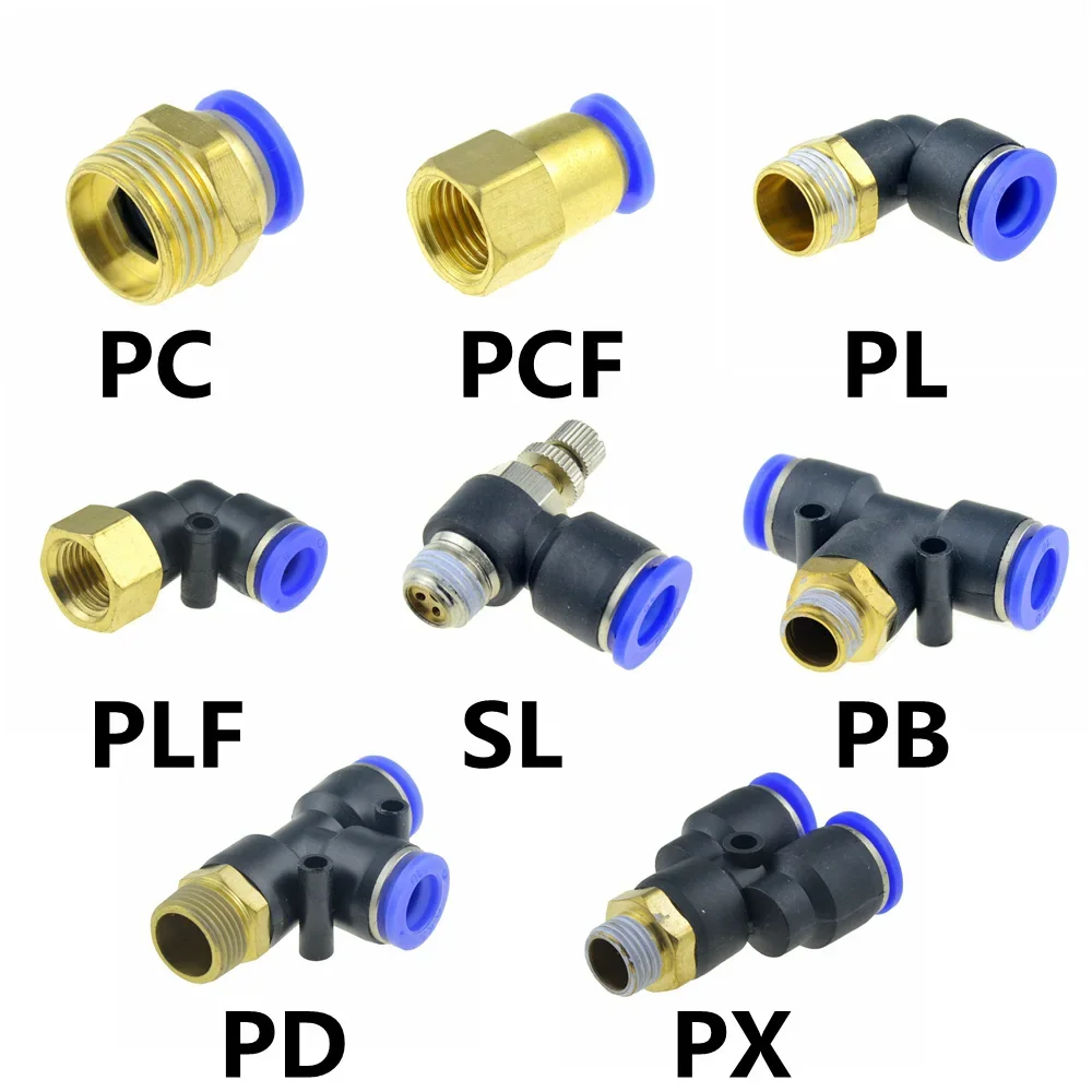 Pneumatic Quick Release Fitting Connector 6mm 8mm 10mm 12mm OD Hose Tube to 1/8 1/4 3/8 1/2 Thread Air Compressor Joint Coupler