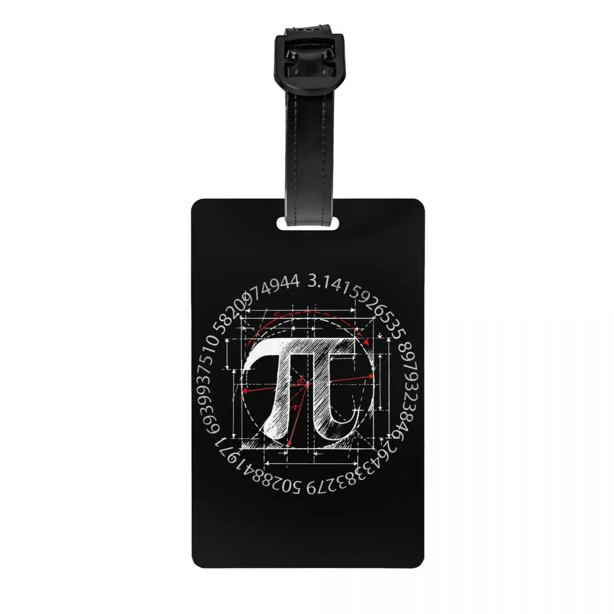 Custom Pi Symbol Line Drawing Luggage Tag With Name Card Math Science Privacy Cover ID Label for Travel Bag Suitcase