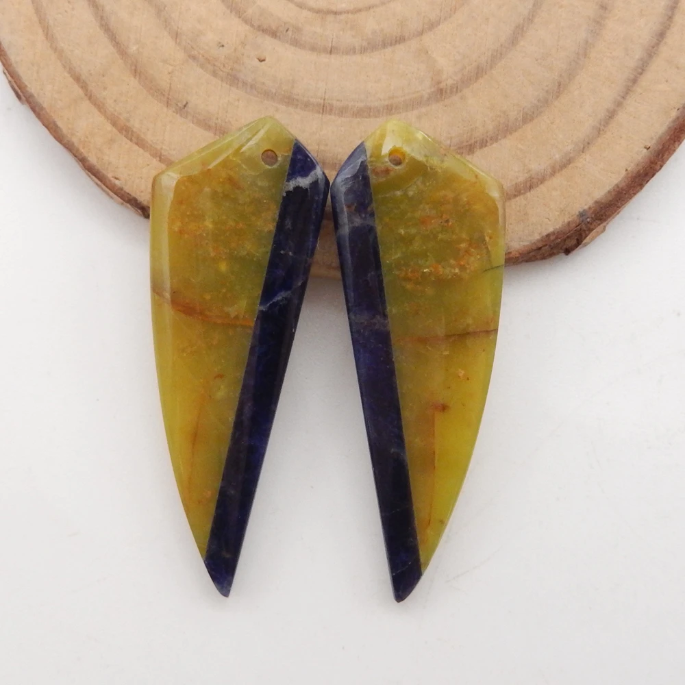 Natural African Sodalite,Yellow Opal  Intarsia Teardrop Earrings Bead For Women,DIY Semi-precious Stones Jewelry Accessories