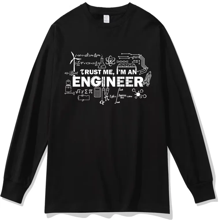 Long Sleeve Pure Cotton T-Shirt Casual Physics Formula Mathematics Equation Engineer Loose Base Shirt Summer Commute Style