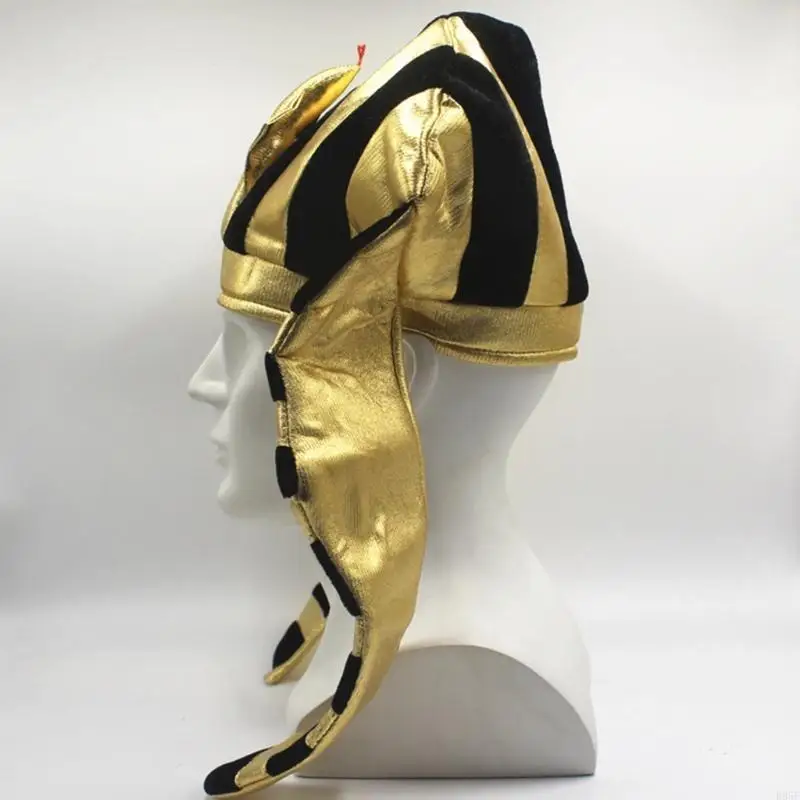 

B95F Golden Egyptian Pharaoh Headpiece Hat Halloween Egyptian Costume Accessories