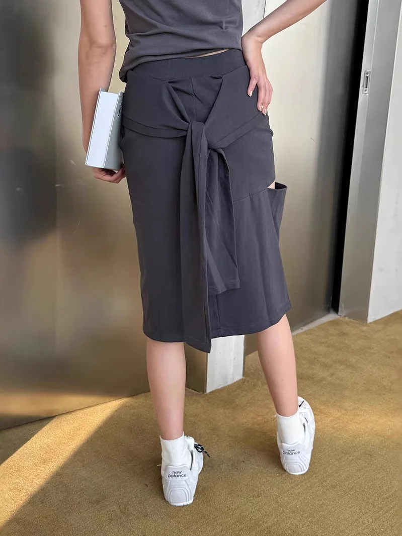 

Korean Sle Heart Print Asymmetrical Hole Tied Waist Skirt ort Skirt f Body Skirt Handheld Love Heart Pattern