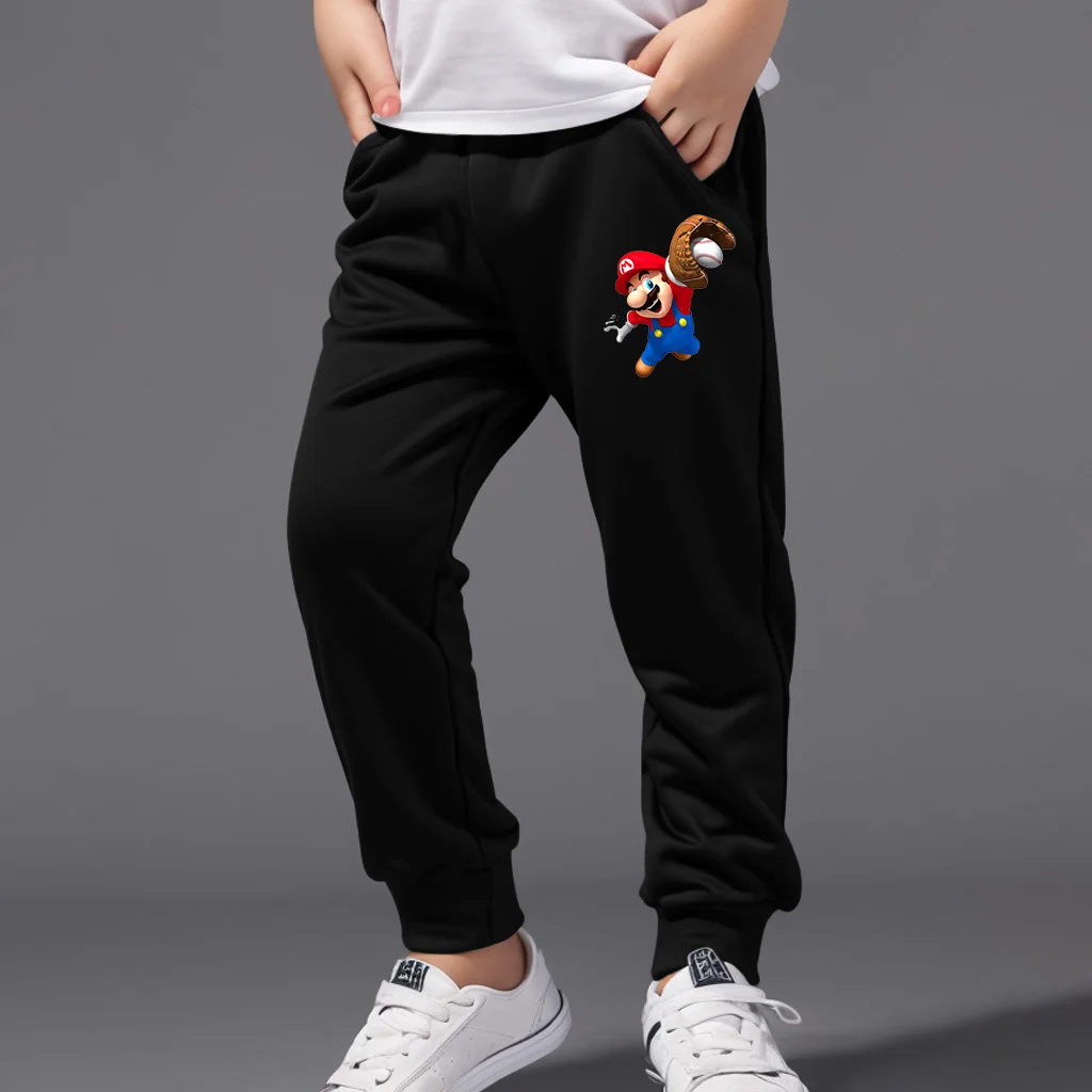 Cartoon Mario Anime Children\'s Sanitary Pants for Boys, Comfortable Sports, Street Quality for Girls, Autumn/Winter Casual Pants