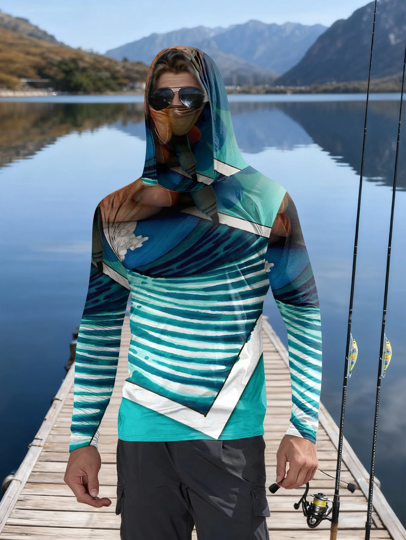 Rash Guard Long Sleeve - Sudadera con capucha para pesca para