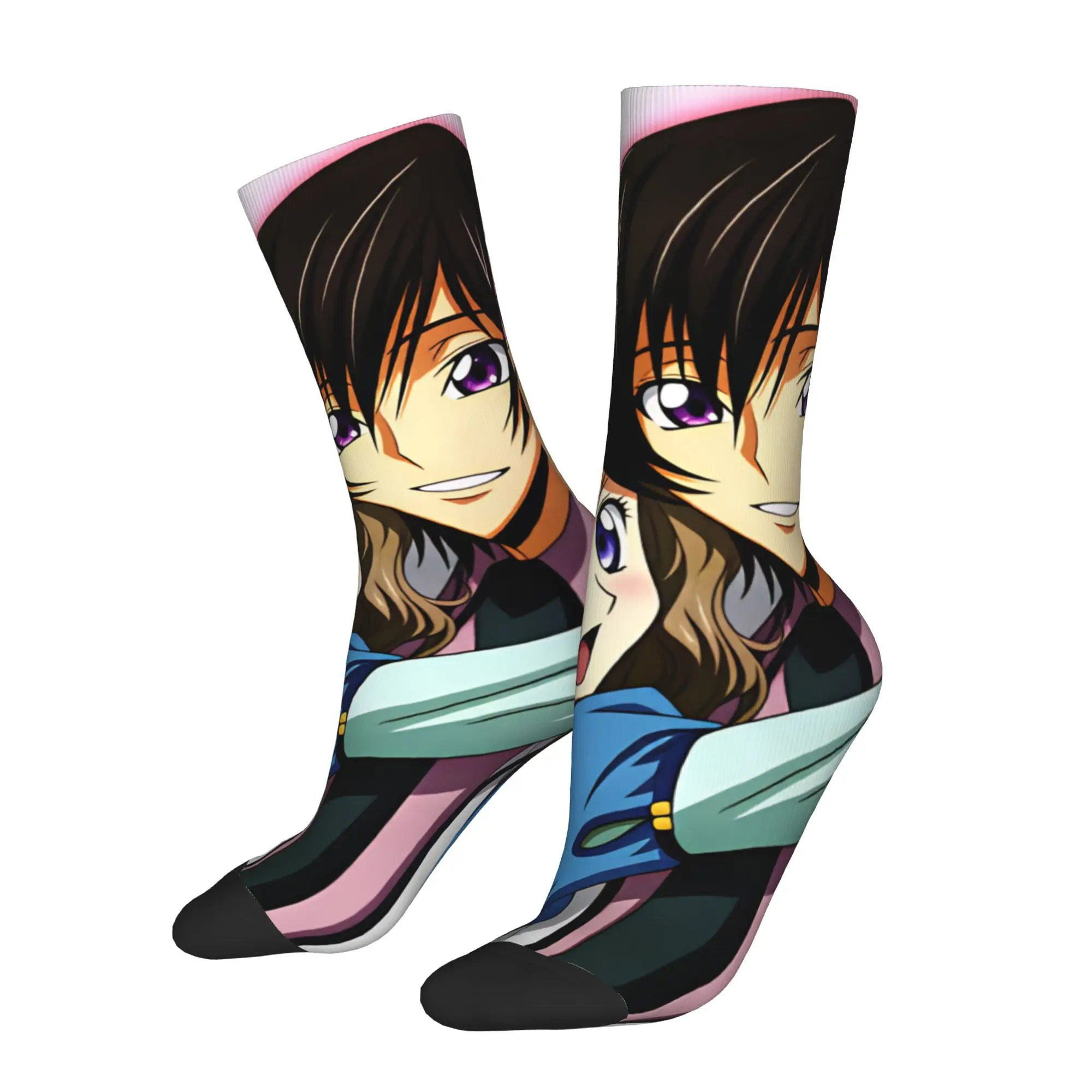 Novelty Men's Code Geass Lelouch of the Rebellion Dress Socks Unisex Warm Breathbale 3D Printed Anime Crew Socks